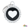 My Family GLAM hundetegn med swarovski sten - Sort Hjerte