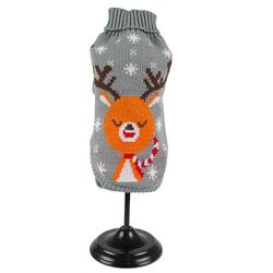 Grå julesweater med sødt rensdyr