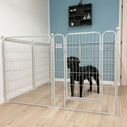 Hvid hvalpegård med stokke I Ollipet |med gulv-beskyttere i str. Large