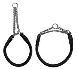 KW Soft Walker rundsyet læderhalsbånd m. kæde