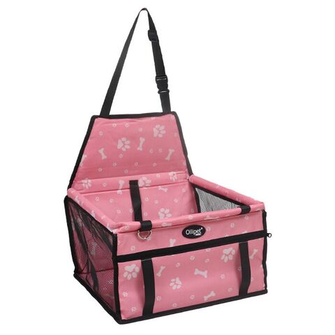 Autosæde til små hunde |Lyserød m. Poter