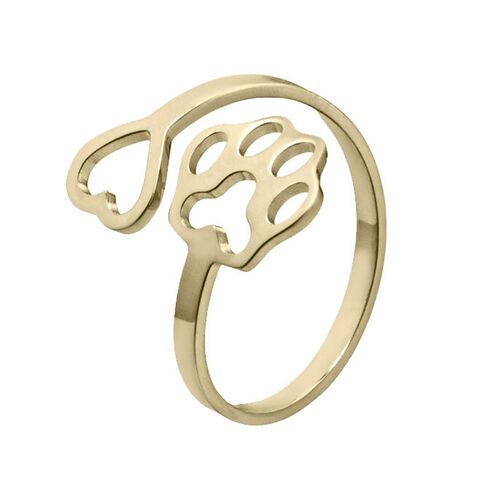 Fingerring med hjerte og pote | Guld