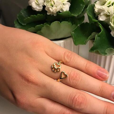 Fingerring med hjerte og pote