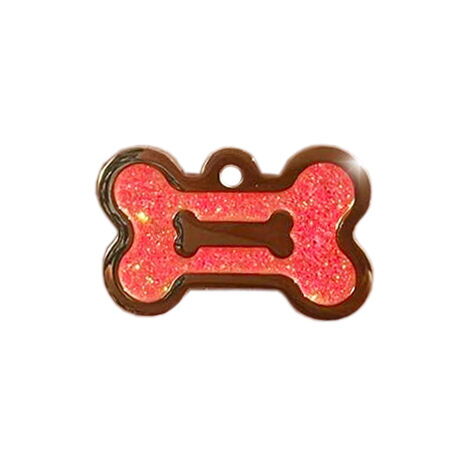 Ollipet hundetegn | Guld m. lyserød glimmer