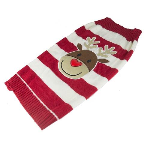 Stribet Julesweater med Rudolf