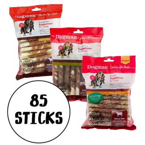 3 poser Dogman tyggestænger - i alt 85 stk z1