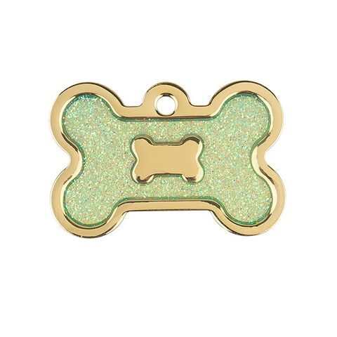 Ollipet hundetegn | Guld m. lys grøn glimmer | Medium