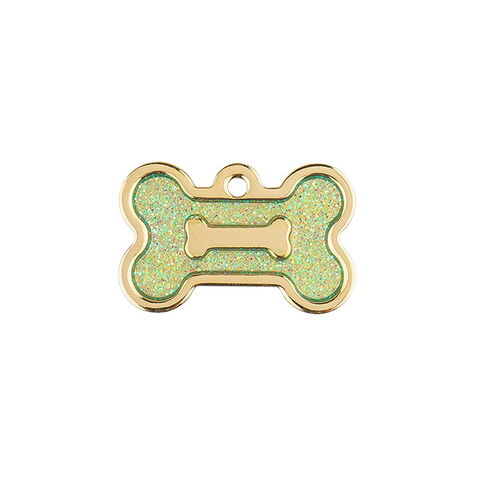 Ollipet hundetegn | Guld m. lys grøn glimmer | Small