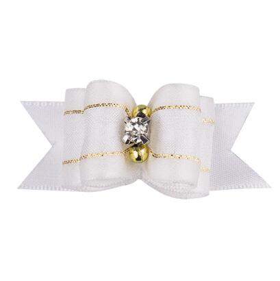 Silkesløjfe med perler og similisten hvid