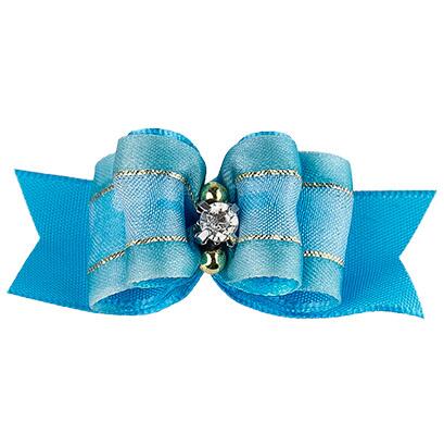 Silkesløjfe med perler og similisten lyseblå