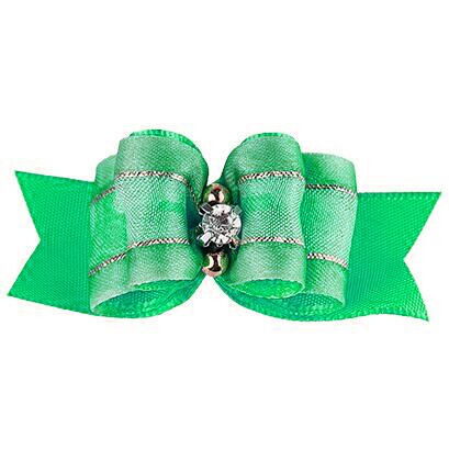 Silkesløjfe med perler og similisten grøn