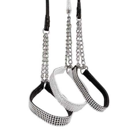 Showline i rundsyet læder med "Rhinsten" | med 5 rækker sten