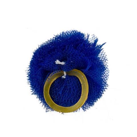 Pompom hårpynt blå