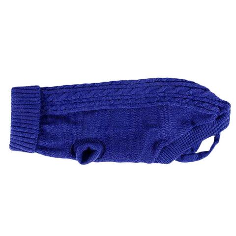 Hundesweater med snoet design i strik | Blå