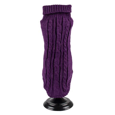 Hundesweater med snoet design i strik | Lilla