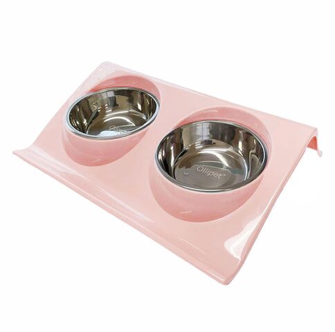 Ollipet Tilt Diner Dobbelt Madskål | Lyserød