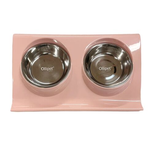 Ollipet Tilt Diner Dobbelt Madskål | Lyserød