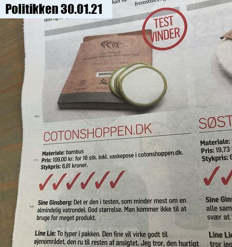 16 stk Bambus Vaskbare Rondeller - Politikkens Test Vinder