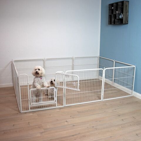 Ollipet Hvid Hvalpegård | 2 delt låge - Kan udvides med ekstra fag der kan tilkøbes