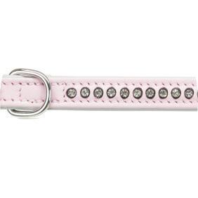 Active Comfort Læderhalsbånd m. Rhinsten i lyserød