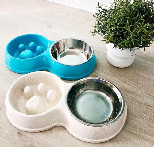 Bambus slow feeder skålsæt