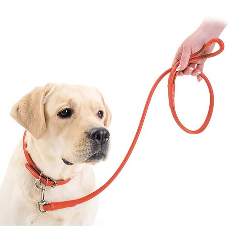 Rundsyet læder halsbånd | WauDog I Pink