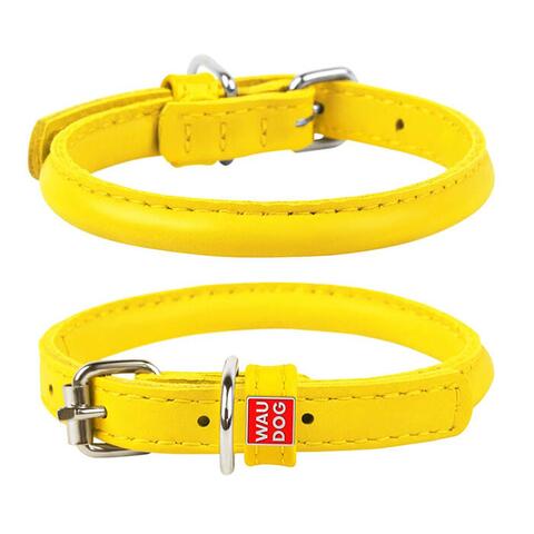 Wau Dog rundsyet læder halsbånd | Gul