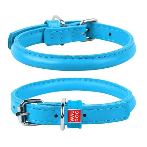 Wau Dog rundsyet læder halsbånd | Lyseblå