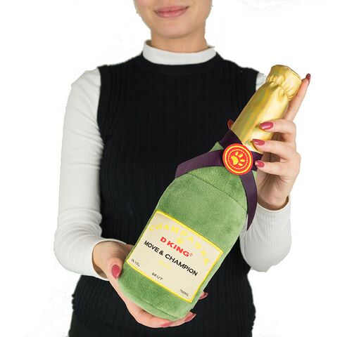 Plys Champagneflaske hundelegetøj I Medium