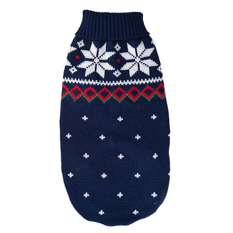 Marineblå vintersweater med snefnug