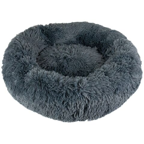 FLUFFY Donut hundeseng m. lynlås m. aftageligt betræk- Koksgrå