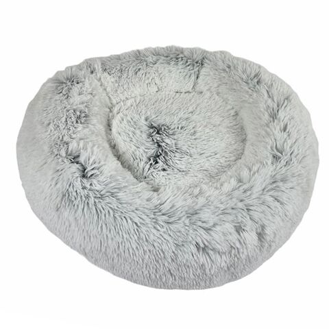 FLUFFY Donut hundeseng m. lynlåsHundekurv m. aftageligt betræk| Frossen hvid