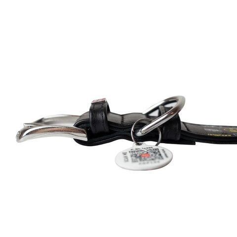 Batman halsbånd | Smart og lækkert halsbånd i læderlook | fra siden | med moderne QR-tag