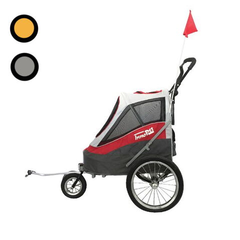Innopet hundeklapvogn Sporty Dog Trailer Deluxe inkl. cykelstang + regnovertræk - farve: sort/grå