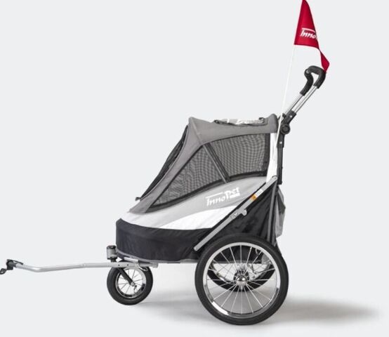 Innopet hundeklapvogn model Sporty Dog Trailer inkl. trimmebordsplade, regnovertræk og cykelstang