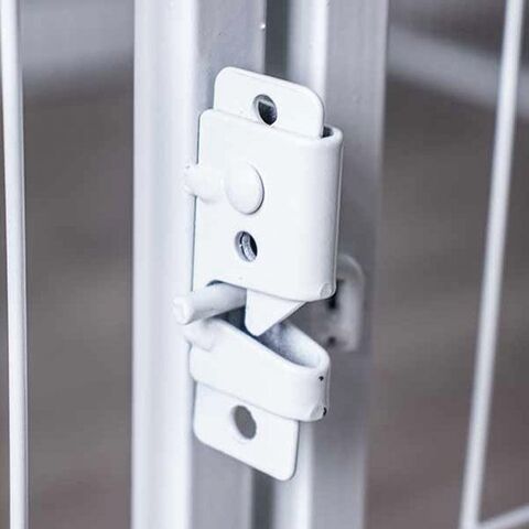 Hvid hvalpegård | Ollipet | med 2 Lukkemekanisme på låge