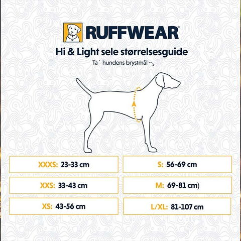 Ruffwear Approach Pack I størrelsesguide