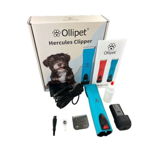 Klippemaskine fra Ollipet model Hercules Blue Edition leveres inkl. klippeskær med keramisk belægning
