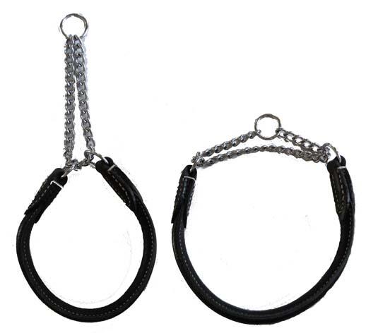 KW Soft Walker rundsyet læderhalsbånd m. kæde