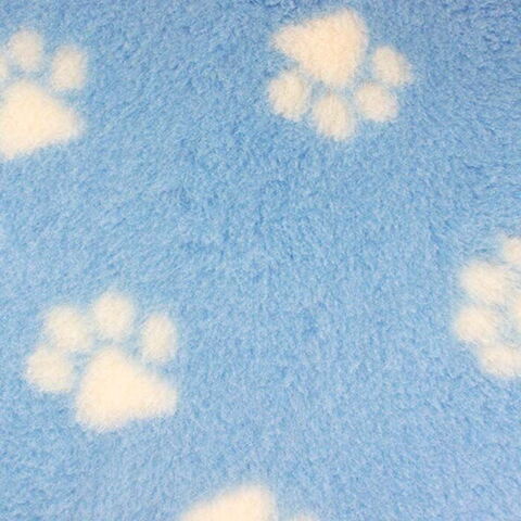 lyseblå Vetbed tæppe med små hvide poter