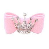 Lyserød hundesløjfe med diamantkrone