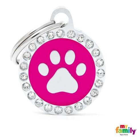 My Family GLAM hundetegn med swarovski sten - Pink Pote