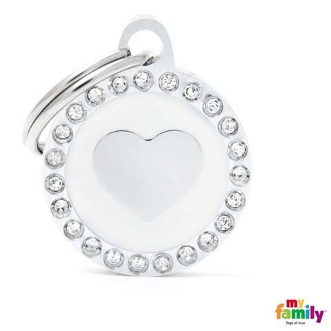 My Family GLAM hundetegn med swarovski sten - Hvid Hjerte