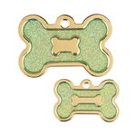 Ollipet hundetegn | Guld m. lysegrøn glimmer