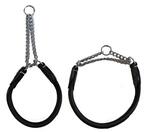 KW Soft Walker rundsyet læderhalsbånd m. kæde