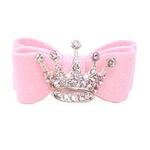 Lyserød hundesløjfe med diamantkrone