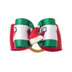 Silke julesløjfe hvid/rød/grøn med nissehue